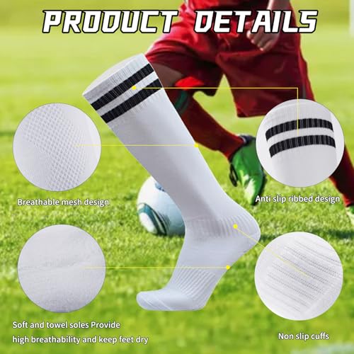 TOMIYO Soccer Shin Guards with Socks Kids 10-12 Calf Protective Equipment - color: Black+White, size: Medium