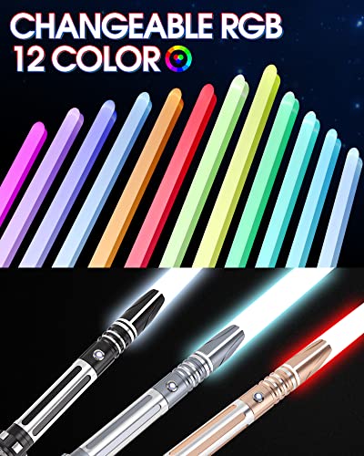 ANASABER Dueling Light Saber, Motion Control Light Sabers for Adults,Smooth Swing Light Saber with 16 Sound Fonts,RGB 12 Colors Changeable, Metal Hilt for Halloween Cosplay, Xmas Gift, Black,S9 - color: Black