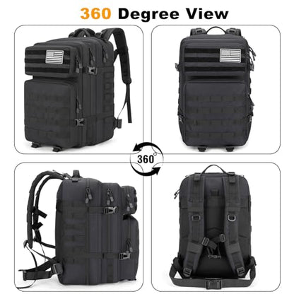 45L Large Tactical Backpack Military MOLLE 3 Day Bug Out Bag - color: Black