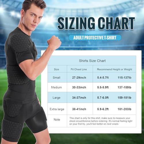 Padded Compression Shirt, Short Sleeve Football Protection Gear - size: X-Large