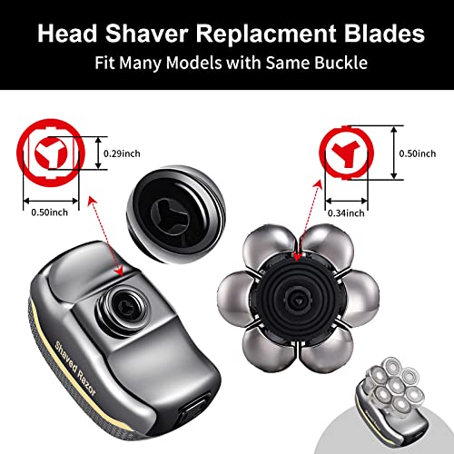 Head Shaver Replacement Heads, 7D Rotary Blades, Silver, Men's Electric Shaver Replacement Heads, 7 Pieces - color: Silver