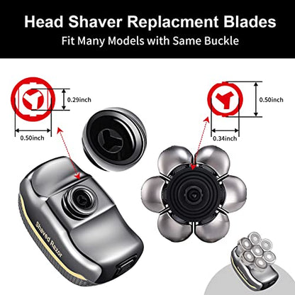 Head Shaver Replacement Heads, 7D Rotary Blades, Silver, Men's Electric Shaver Replacement Heads, 7 Pieces - color: Silver