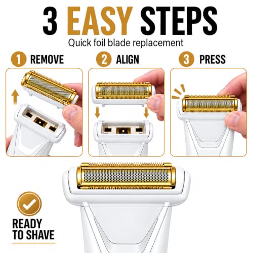 Replacement Foil Blade Compatible with MANSCAPED The Lawn Mower Electric 5.0 Ultra Hair Trimmer,Replacement Clipper Blades Groin Hair Foil Shaver Head for Close Body Hair Grooming(2 PACK GOLD) - color: GOLD/2 Pcs