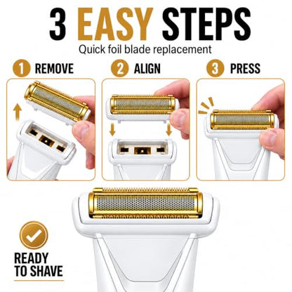 Replacement Foil Blade Compatible with MANSCAPED The Lawn Mower Electric 5.0 Ultra Hair Trimmer,Replacement Clipper Blades Groin Hair Foil Shaver Head for Close Body Hair Grooming(2 PACK GOLD) - color: GOLD/2 Pcs