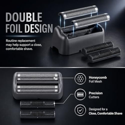 Replacement Double Foil Blade Compatible with BaBylissPRO UV-Double Shaver - color: Grey Double Foil-2 Pack