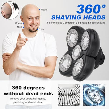5D Blades Shaver Replacement Heads,Head Electric Razor Shaving Compatible with Frbid Replacement Blades Shaver kit for Bald Men with 3 Cleaning Brush, 3 Pack by Plantarecover - color: Bhc3
