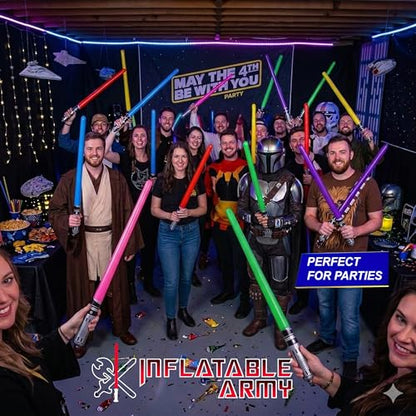 Pack of 12 Party Weight Inflatable Lightsaber- 2 Pink, 2 Red, 2 Yellow, 2 Green, 2 Blue, 2 Purple Rainbow Pack