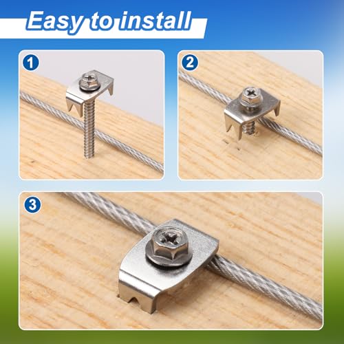 SELEWARE 100 Pcs Stainless Steel Fence Staples Fence Nails for Softwood Reusable Fence Nails for Wire Mesh & Woven Fencing, Fence Fasteners with Wire Fixer, Easy Install & Remove with Power Drill - color: 100 Pcs