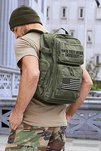 Tactical Gear bag Heavy Duty Duffel Gym bag/Tactical Backpack Custom Embroidered with your own text (Coyote Brown Backpack) - color: Coyote Brown Backpack