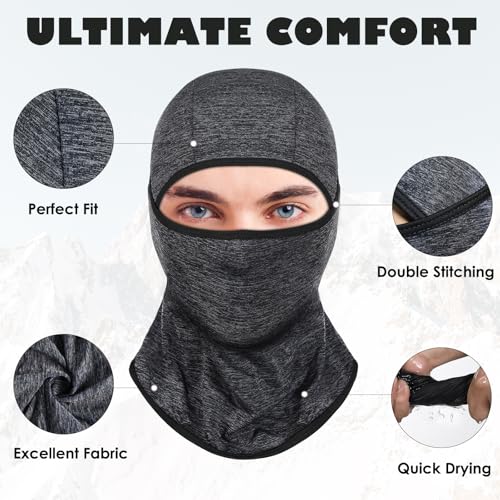 Achiou Ski Mask Balaclava Shiesty, Cooling Ice Silk Motorcycle Face Cover - color: Hemp Gray