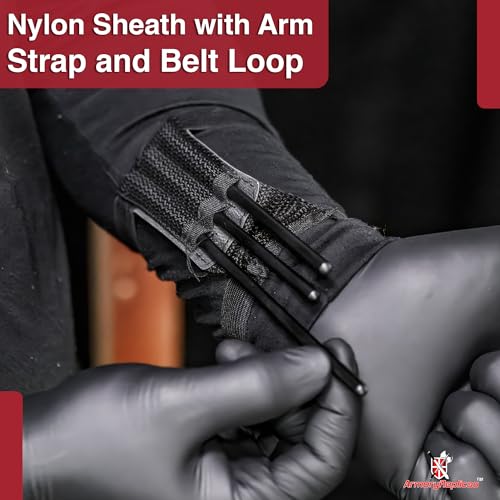 Armory Replicas™ Assassin Spikes Set – 3 Piece Stainless Steel Throwing Spikes with Nylon Sheath & Arm/Belt Strap