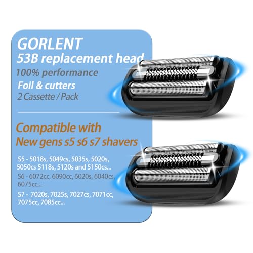 2 Pcs Series 5 Pro Replacement Head for All S5/S6 Shavers, Foil and Cutter Blades for a Close and Smooth Shaving Experience - size: 53B - 2Pack