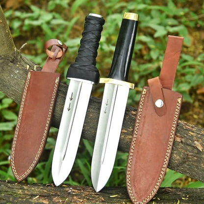 V M Thorfinn Dagger Replica from Vinland Saga, Handmade Viking Knife with Leather Sheath, Anime Collectible Fixed Blade for Cosplay, Display, Halloween Costume & Gift for Men