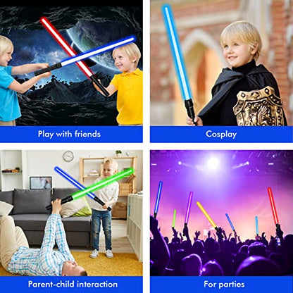 Light Sabers for Kids, Light Up Saber for Birthday Halloween Party, Telescopic Extendable Light Sword with Motion Sensitive FX Sound for Boys Girls