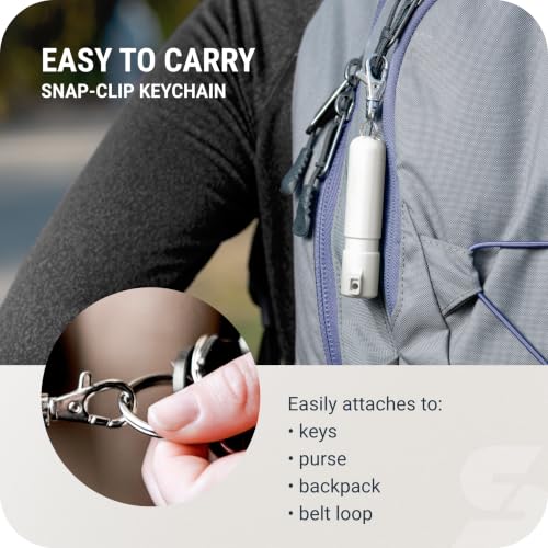 SABRE Mighty Discreet Pepper Spray with Snap-Clip Keychain - Pocket Size for Running, Walking, Keys & Travel, Fits in Small Bags & Purses, Max Strength Self Defense, UV Dye, 12 ft Range, 0.18 fl oz - color: White