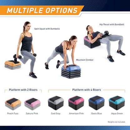 Circuit Fitness Non-Slip Step solution 16"x16", 2 or 4 Risers, 6 Colors - color: Oasis Blue - 4 Risers