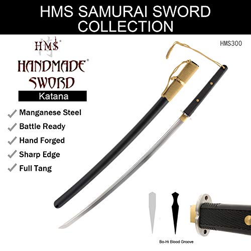 28.3" Manganese Spring Steel Katana Sword, Heat-Tempered Display