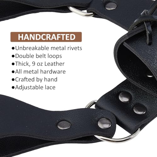 SUPERFINDINGS PU Leather Sword Sheaths Black Leather Sword Frog Swords Frogs Waist Belt Holder Retro Medieval for Adult Men Cosplay Props Knight