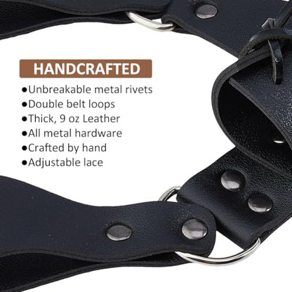 SUPERFINDINGS PU Leather Sword Sheaths Black Leather Sword Frog Swords Frogs Waist Belt Holder Retro Medieval for Adult Men Cosplay Props Knight