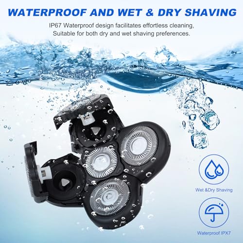 5D Blades Shaver Replacement Heads,Head Electric Razor Shaving Compatible with Frbid Replacement Blades Shaver kit for Bald Men with 3 Cleaning Brush, 3 Pack by Plantarecover - color: Bhc3
