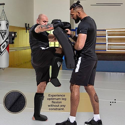 RDX Shin Guards Kickboxing Muay Thai, SATRA Approved, MMA Leg Instep Protection Pads, Sparring Training Martial Arts Boxing, Elasticated Padded Protector, Karate BJJ Taekwondo Gear, Men Women - color: Blue White, size: Large