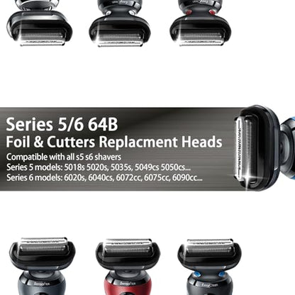 64B Replacement Head for S5 S6(New Gens) shavers, Including 5018s, 5020s, 5035s, 5049cs, 5050cs 5762 6020s, 6075cc, 6090cc. - size: 64B - 1Pcs