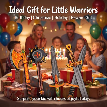 Foam Swords Weapons Toy 5 Set, 17 inch, Kids Boys Gift