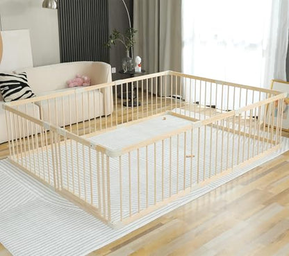 Baby Playpen Play Fence Gate Play Pen Wood Large,Playpens for Babies and Toddlers Kids Indoor,Baby Play Yards Gym - size: 180x240x61 cm