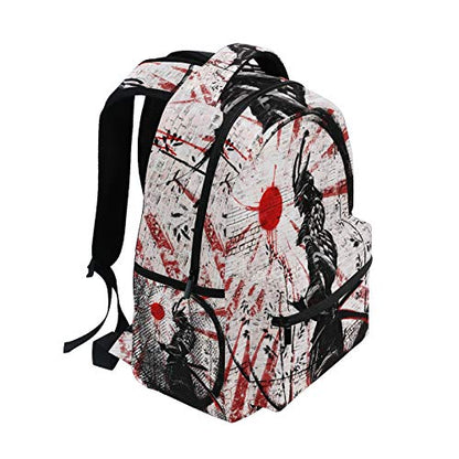 Backpack Japanese Samurai School Shoulder Bag Large Waterproof Durable Bookbag Laptop Daypack for Students Teens Girls Boys Elementary Multi78 - color: Multi78