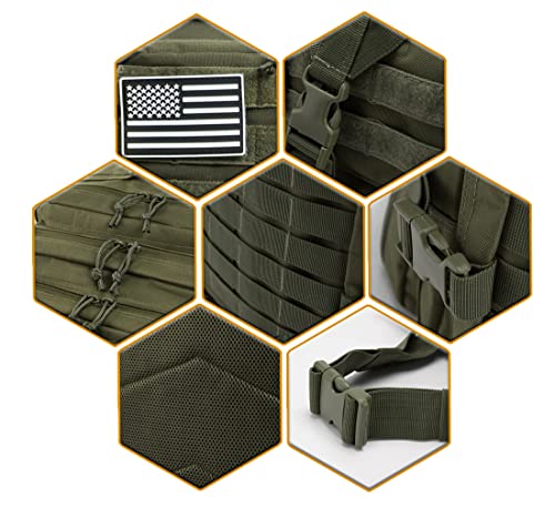 QT&QY 45L Military Tactical Backpacks Molle Army Assault Pack 3 Day Bug Out Bag Hiking Treeking Rucksack… - color: 0.1 Green