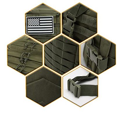 QT&QY 45L Military Tactical Backpacks Molle Army Assault Pack 3 Day Bug Out Bag Hiking Treeking Rucksack… - color: 0.1 Green