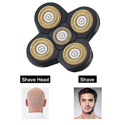 5D Men's Electric Shaver Replacement Heads Bald Replacement Heads Replacement 5 Heads Razor Blades Wet and Dry Compatible Waterproof with Blade Cover(Gold) - color: Gold2