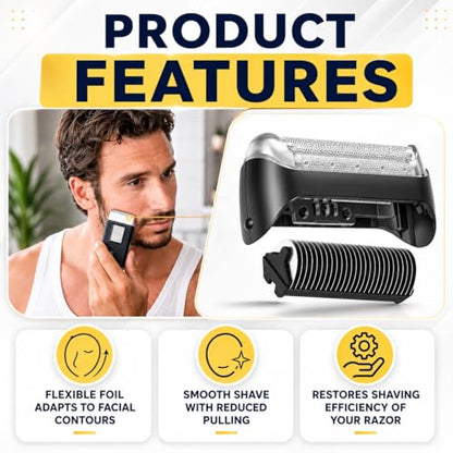 2026 Upgraded 10B Replacement Foil & Cutter Compatible with Bra-un Cruzer/Series 1, 10B/20B 1000/2000 Series Replacement Shaver Head Set Fits for 170 180 190 1735 1775 5728 5729 170S