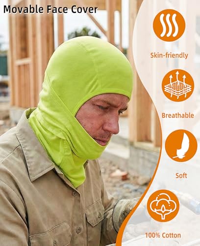 BOCOMAL FR Balaclava with Face Mask Flame Resistant 5.5oz Lightweight 100%C - color: Heather Yellow