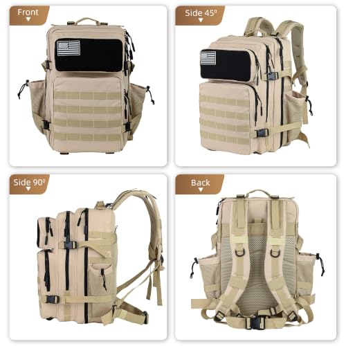 gracedon Tactical Backpack - Military Molle Bag 3 Days Pack for men and Women Large Assault Rucksack 25-45L (25L-light card) - color: 25l-light Card