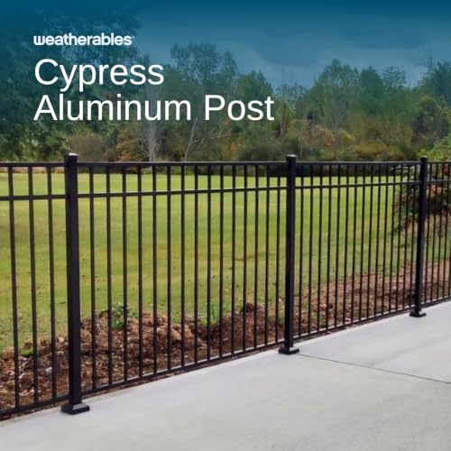 Weatherables Cypress Aluminum Fence Kit – DIY Kit for Backyard and Garden Fencing, Made with Durable Powder-Coated Aluminum that Combats Rust, Fading, and Corrosion (57” Post for Hard Surface) - size: Cypress 57" Post for Hard Surface