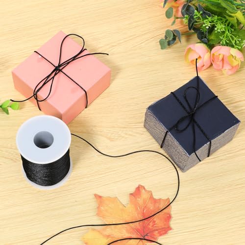 1.5mm X 110 Yards Nylon Satin Cord Black Necklace String Waxed Trim Cord - size: black