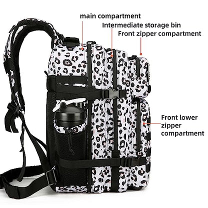 Military 45L Tactical Assault Backpack 3 day assault pack with Molle Waterproof backpack Rucksack for Tactical Backpacks - color: Whiteleopard