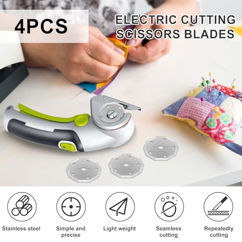 4Pcs Tungsten Steel Replacement Blades for Cordless Electric Scissors - Universal Suitable for RC2600K, WX2300 (Paper, Plastic, Carpet Cutting) with Protective Cover