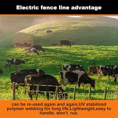 Upgraded Electric Fence Polywire 1312feet 400 Meters,1/8 Diameter Portable Electric Fencing Polywires, 6 Stainless Steel Strands ，Easy to Install,Portable Electronic Fence,Yellow and Black - size: 1312Ft/400M