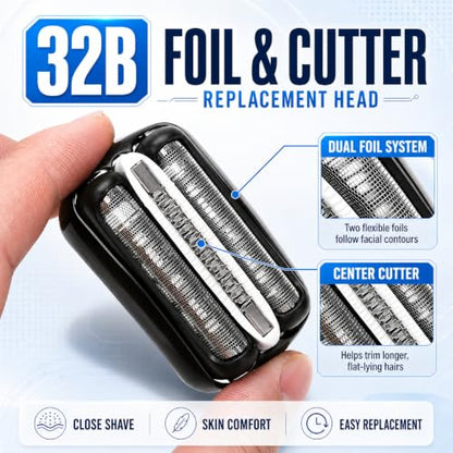 32B Series 3 Shaver Foil & Cutter Head Replacement Compatible with Braun