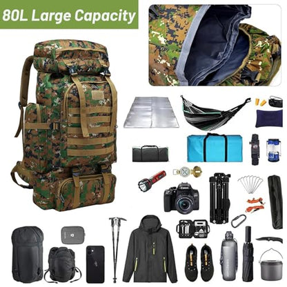 JUMAHE 80L 2-Pack Hiking Backpack for Men with Sling Tactical Backpack - Rucksack Molle Military Tactical Waterproof Lightweight Camping Backpack 3 Day Assault Pack for Travel, Climbing, Backpacking - color: 80l Green - Pro(900d Fabric) + Sling Bag Bundle