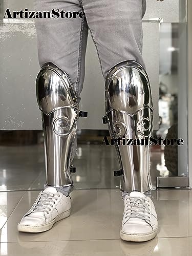 Medieval Armor Gladiator Leg Guard Silver
