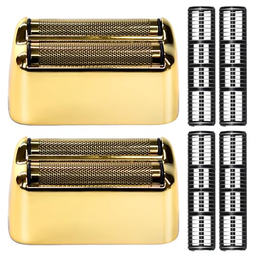 Replacement Foil and Cutter for BaBylissPRO Barberology Electric Shaver, Double Foil Shaver Replacement Head Compatible with BaBylissPRO Barberology FXFS2 Razors, 2PCS - color: Gold-2pcs