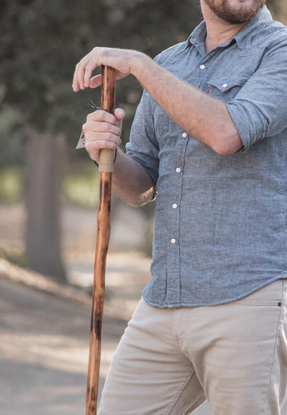 SE Survivor Series 55" Hand Carved Wolf Hiking Stick, Weatherproof, Rope Wrapped, Metal Tip - WS626-55RW