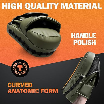 Boxing Pads Punching Mitts for Muay Thai,Punching,Sparring,Training - color: Olive Green