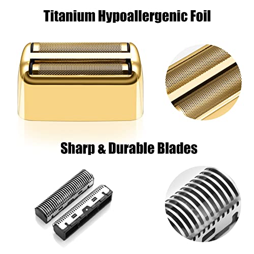 Replacement Foil and Cutters for BaBylissPRO Barberology Double Foil Shaver, Replacement Foil for BaBylissPRO Barberology FXFS2 Shaver, Golden - color: Gold