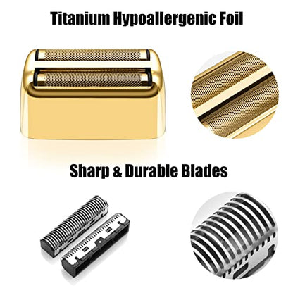 Replacement Foil and Cutters for BaBylissPRO Barberology Double Foil Shaver, Replacement Foil for BaBylissPRO Barberology FXFS2 Shaver, Golden - color: Gold