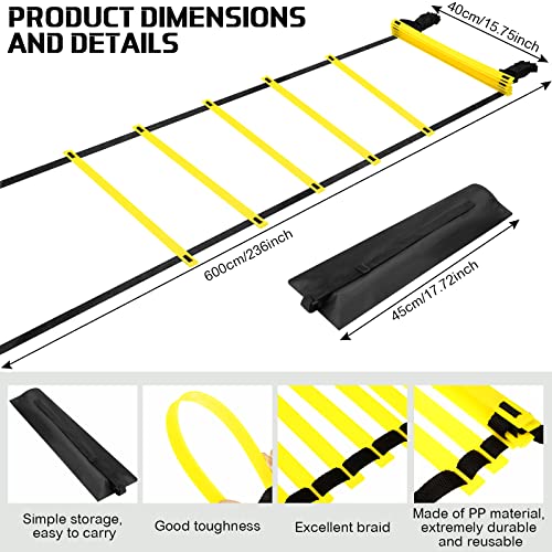 Sosation 20Ft Agility Ladder Adjustable Speed Ladder with Carry Bag