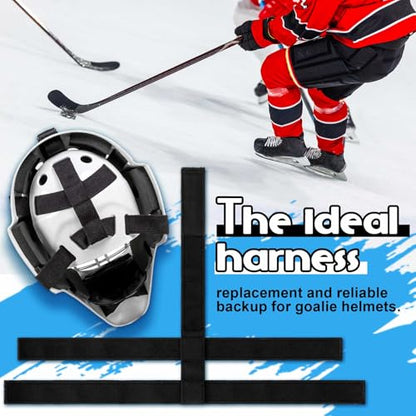 5 Point Goalie Mask Strap Harness, Hockey Helmet Repair Kit - color: Black